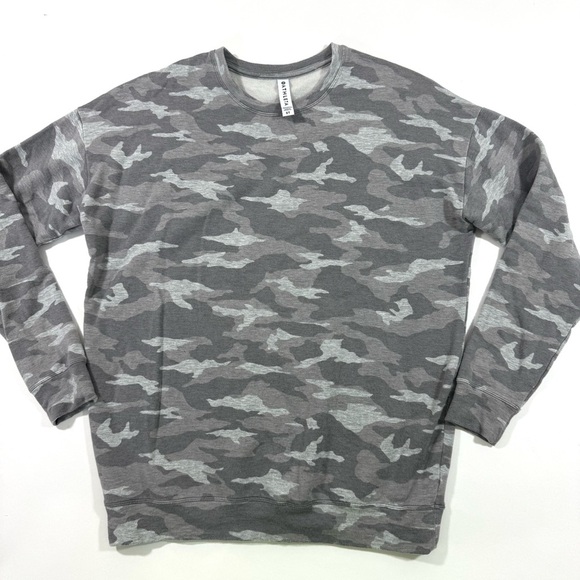 Athleta Studio To Street Pullover Sweatshirt Grey Camo Lux - Picture 2 of 7